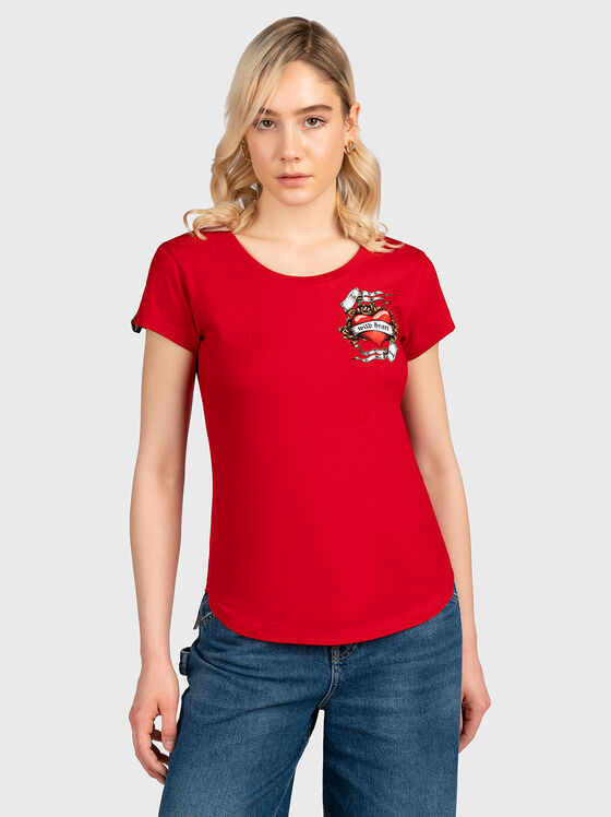 Κόκκινο μπλουζάκι TSL060 με στάμπα στην πλάτη - 1