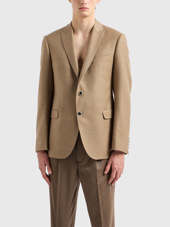 Wool slim blazer with buttons - 1