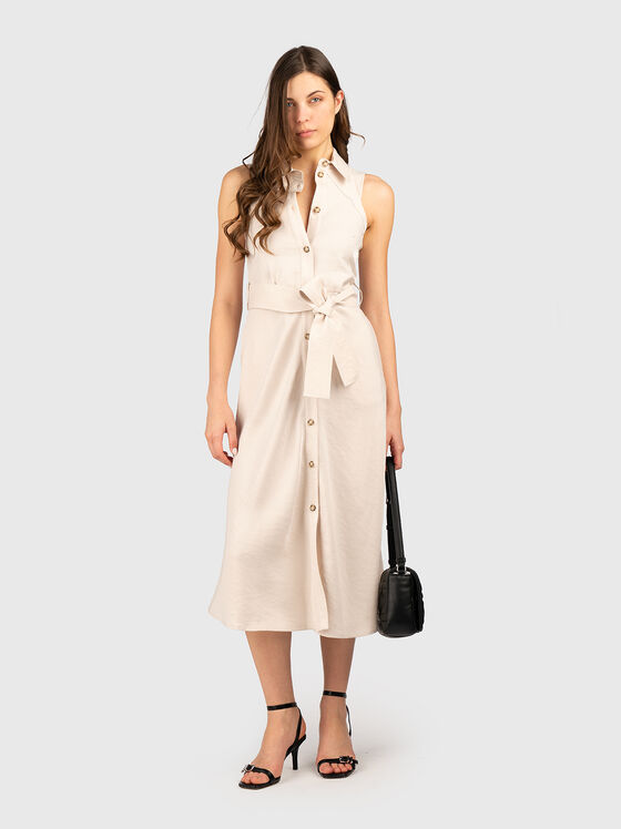 Midi dress with buttons and waist belt - 1