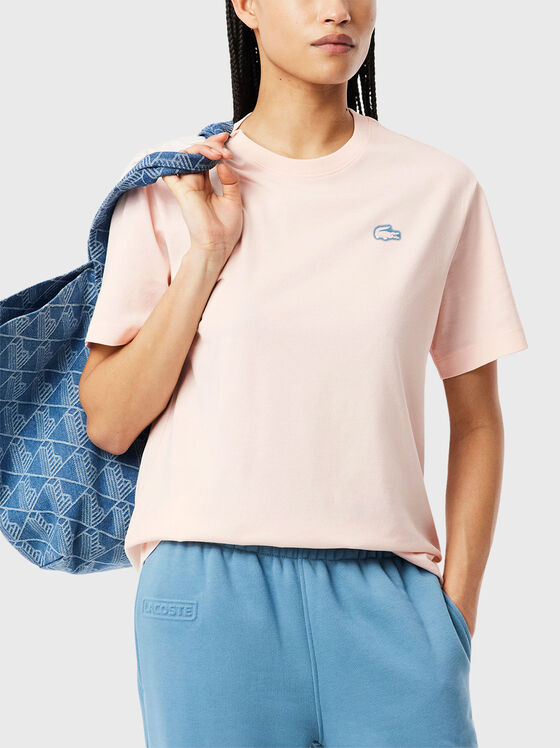 Cotton T-shirt with oval neckline - 1