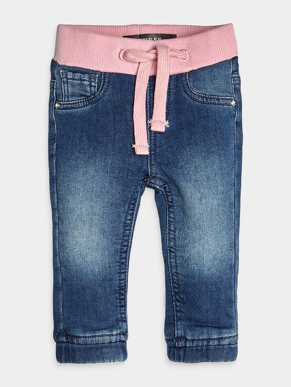 Jeans with pink elastic at the waist - 0