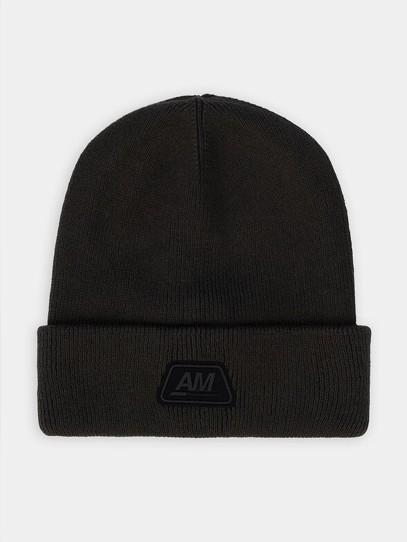 Knitted beanie in dark green color with logo detail - 1