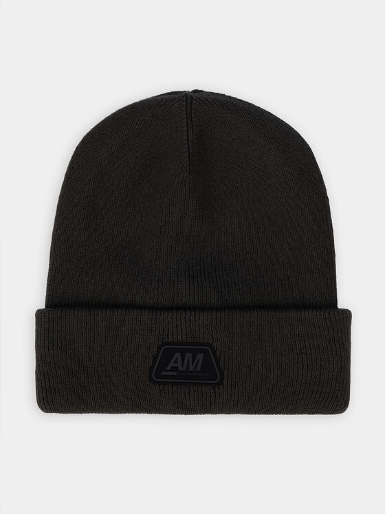 Knitted beanie in dark green color with logo detail - 1