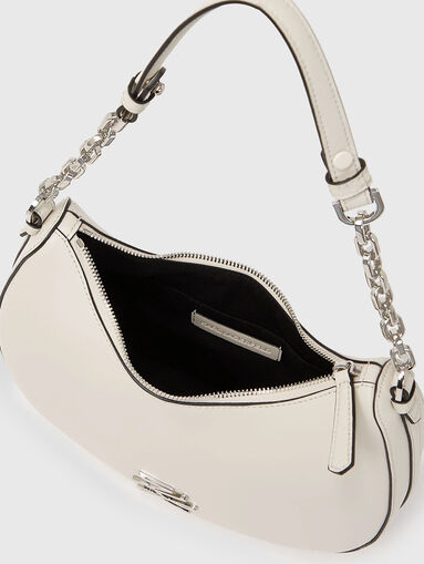 Black leather hobo bag with golden logo - 5