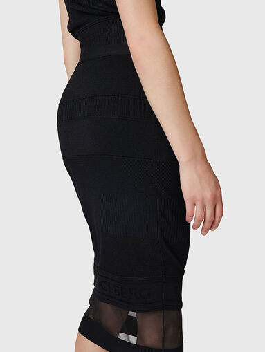Knitted midi skirt with transparent details - 2