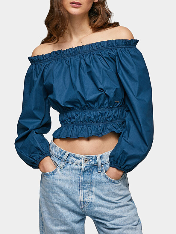 BLANCHE blue blouse with dropped shoulder - 1