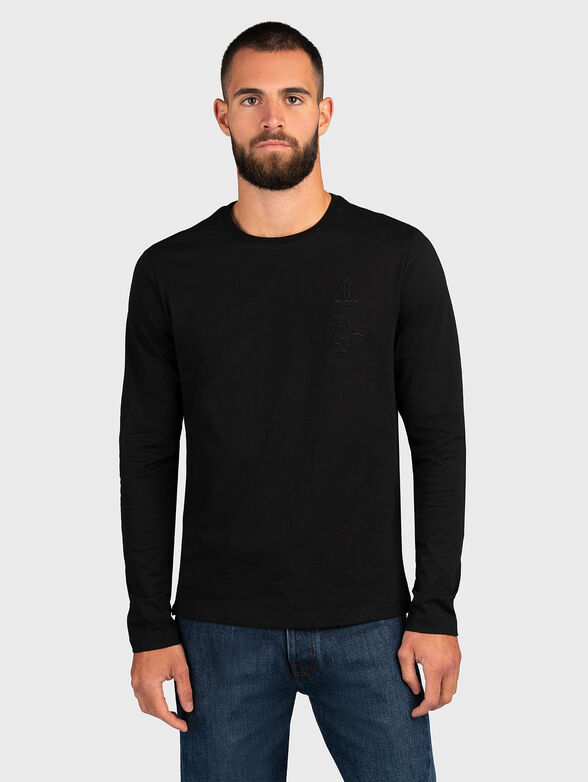 Embroidered long sleeve t-shirt with print  - 0