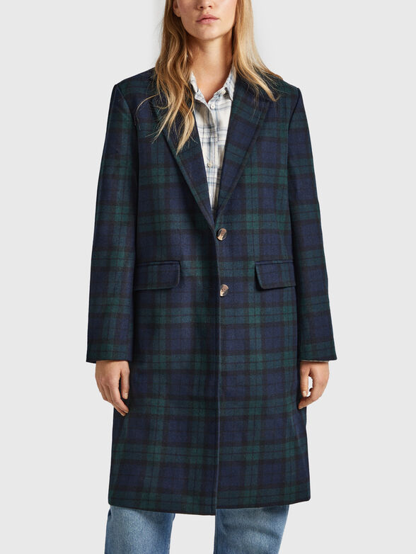 EILEEN coat in wool blend with checked print - 0