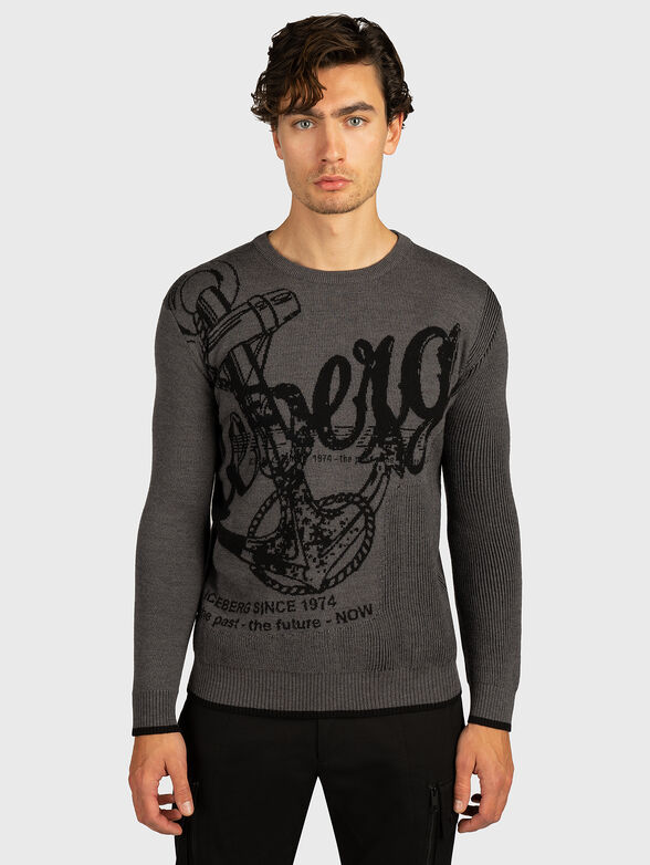 Round neck sweater with logo motif - 1