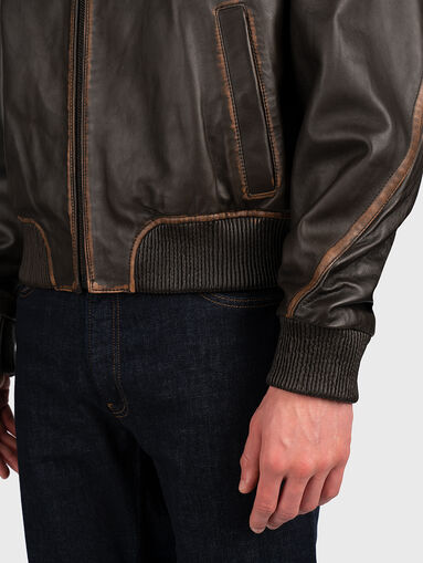 Leather bomber jacket - 4