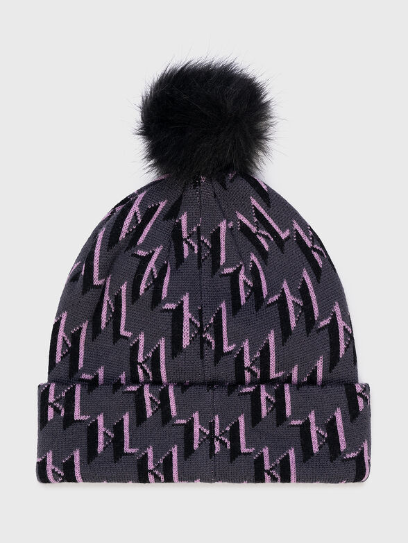 Wool hat with monogram logo details - 2
