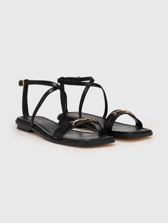 Leather sandals with logo - 1