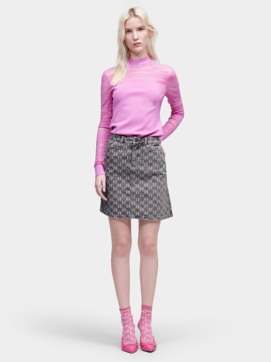 Denim skirt with monogram logo motifs - 1