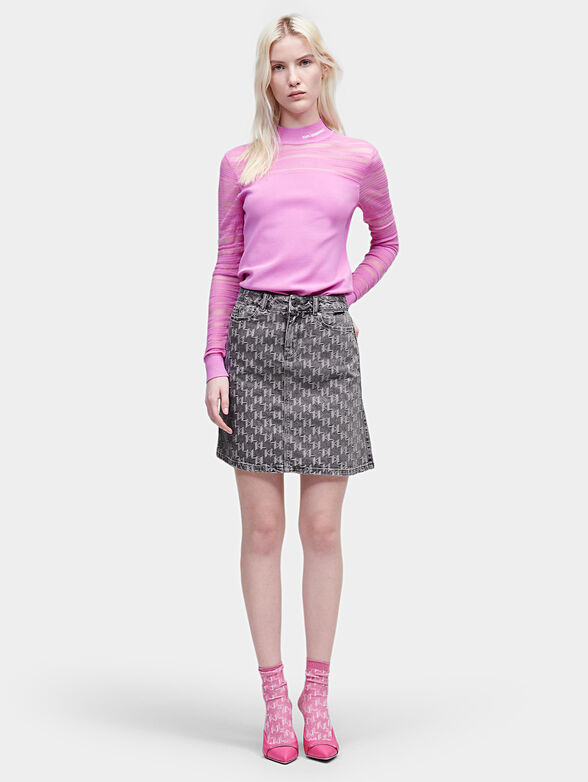 Denim skirt with monogram logo motifs - 1