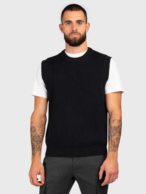 Dark blue sleeveless sweater - 1