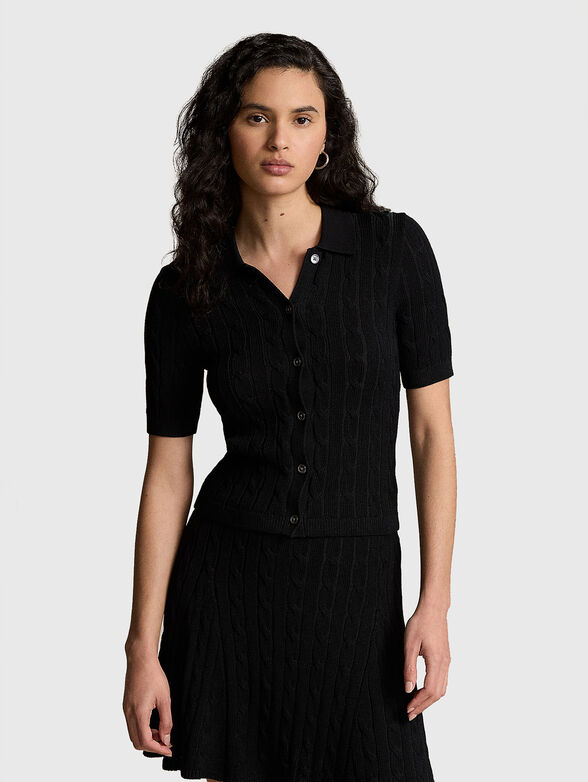 Black cardigan with short sleeves - 0