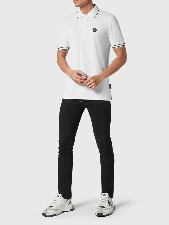 Black cotton polo shirt with logo accent - 2