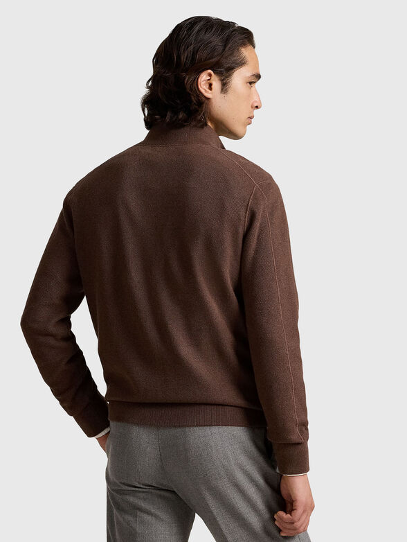Cotton cardigan with logo in brown - 2