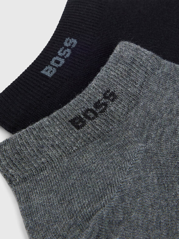 Two pairs of short black socks with logo detail - 2