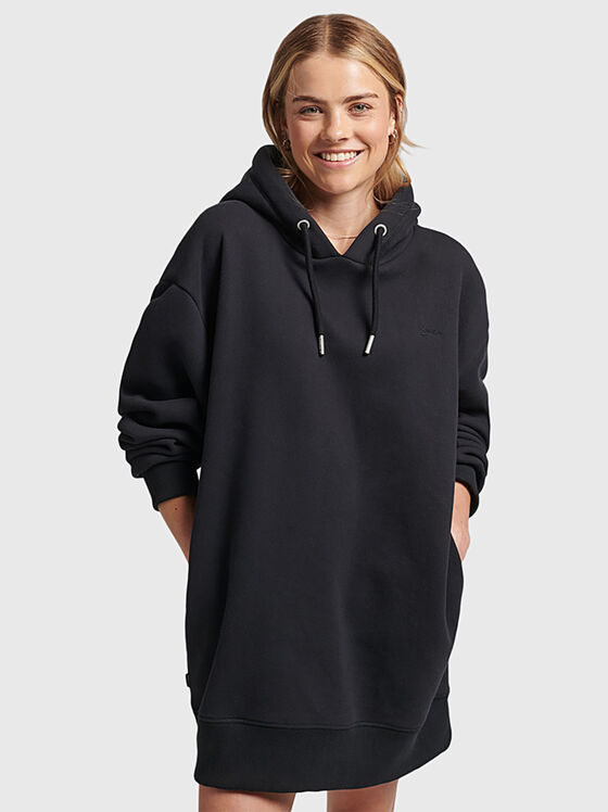 Black hooded sweatshirt dress - 1