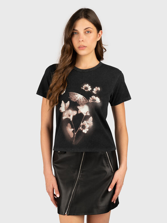 Cotton T-shirt with oval neckline - 1