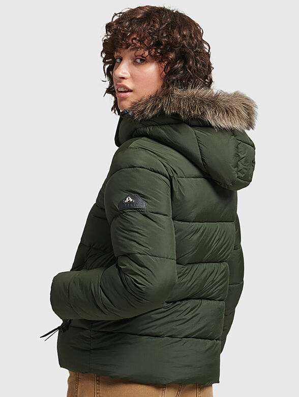 Green jacket with faux fur element - 2