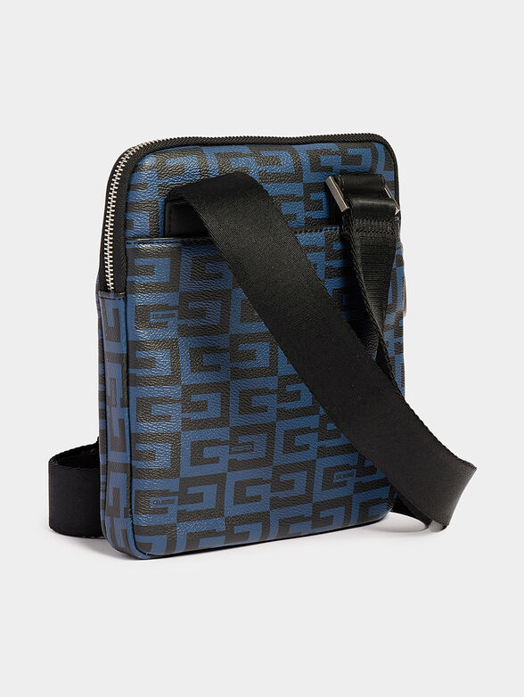 ESCAPE crossbody bag with monogram print in blue color - 2