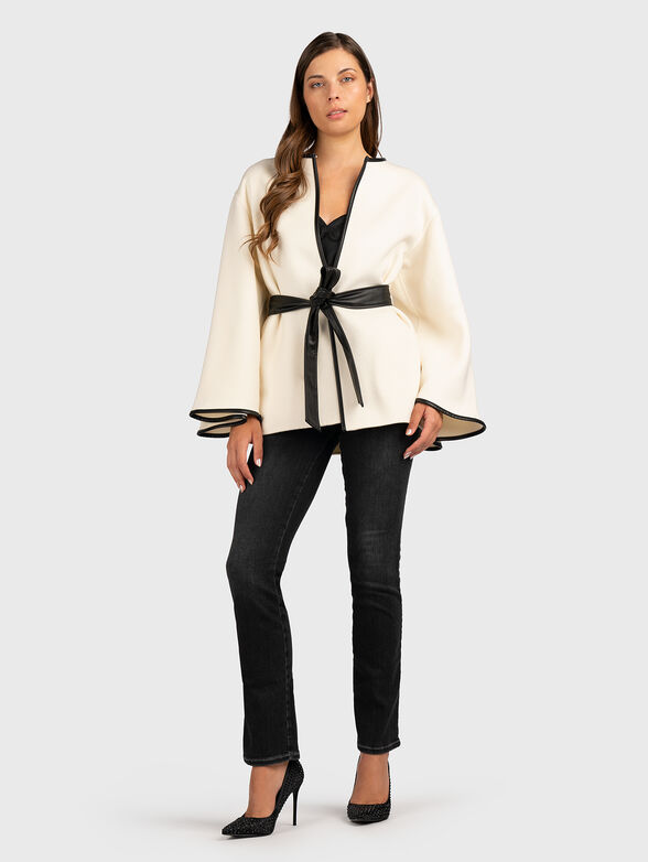 Jacket with wide sleeves and contrasting belt - 1