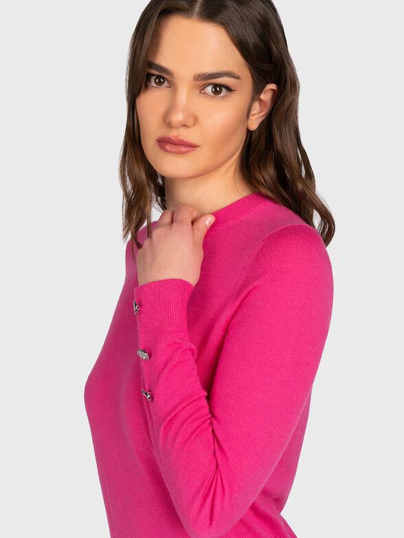 Wool blend sweater with accent buttons - 3