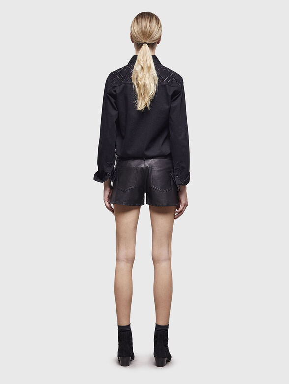 Black leather shorts with studs - 2