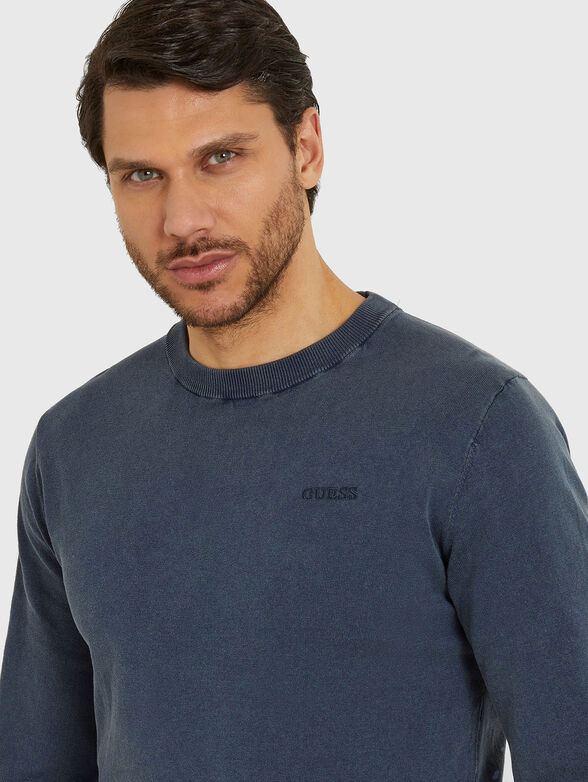 Dark blue sweater in cotton blend - 4