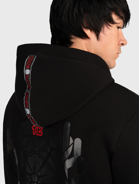 HZ019 black hooded sweatshirt with print - 4