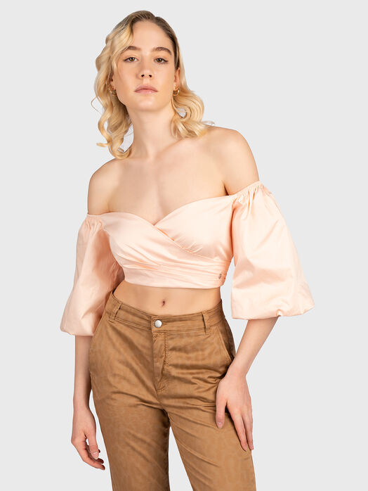 Black puff sleeve crop top