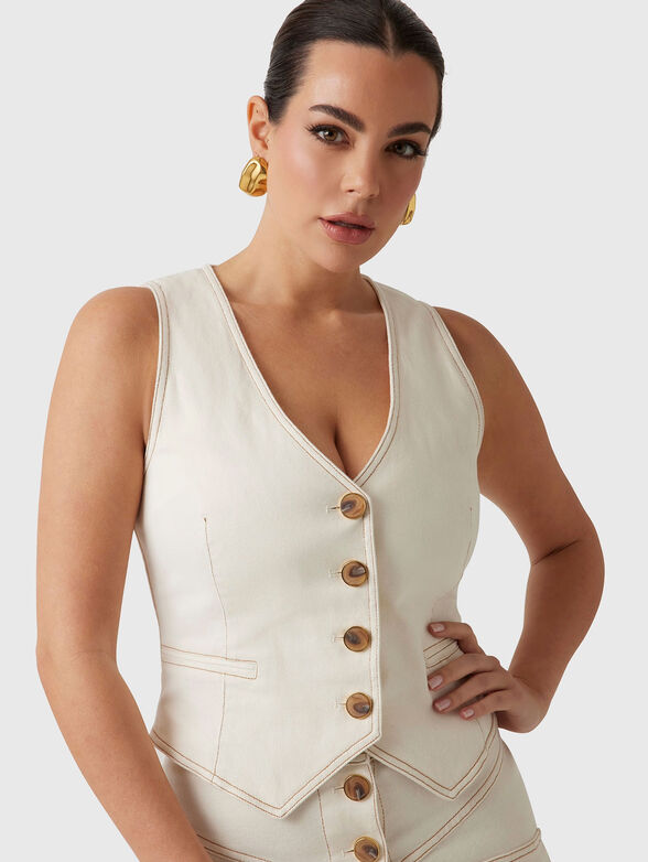 NAOMI denim vest with accent stitching - 3