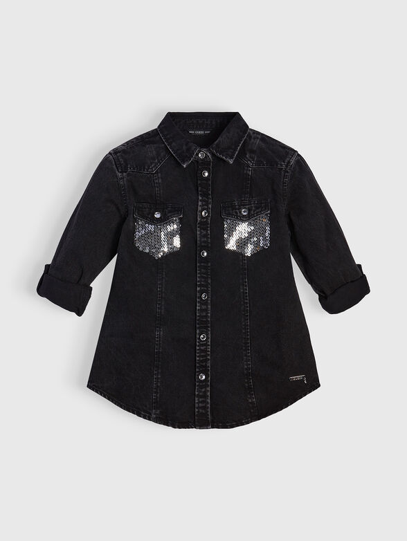 Black denim shirt with sequins - 1