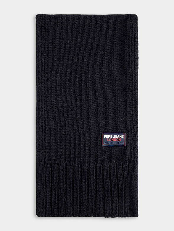 HAYES black scarf with rubberized logo detail - 1