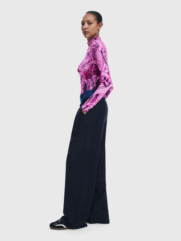 Print blouse with polo collar - 2