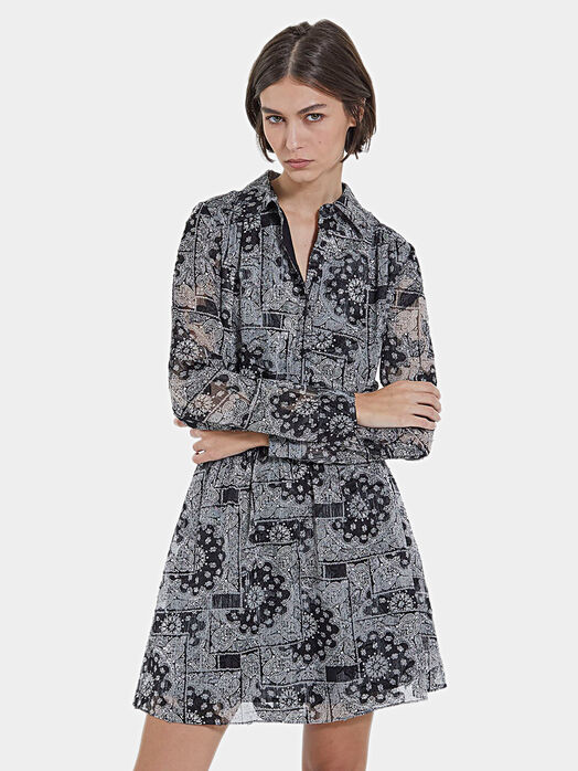 Short dress with paisley and floral print