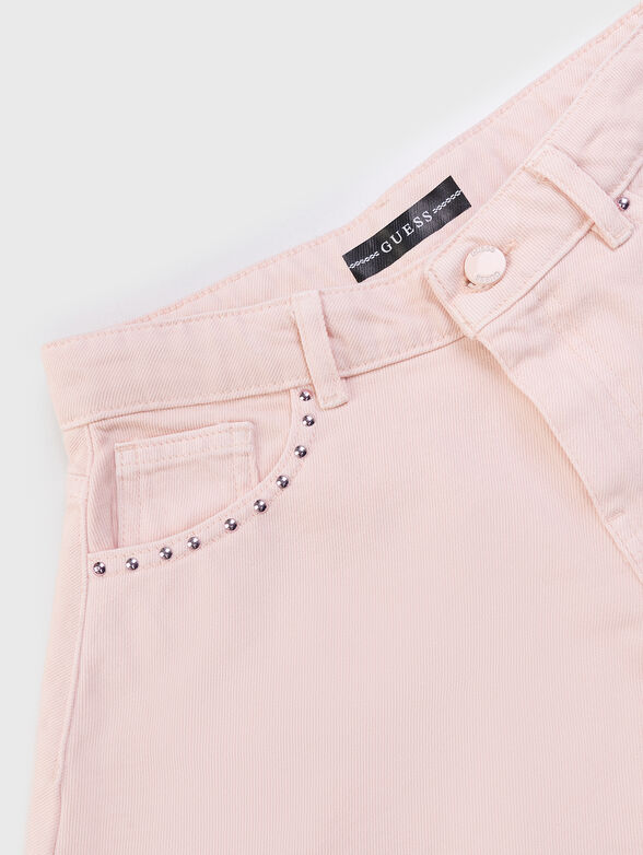 Pink denim shorts  - 3