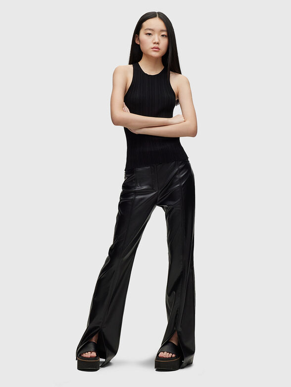 Black ribbed viscose blend top - 2