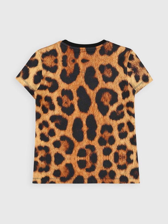 T-shirt with leopard print and logo accent - 2