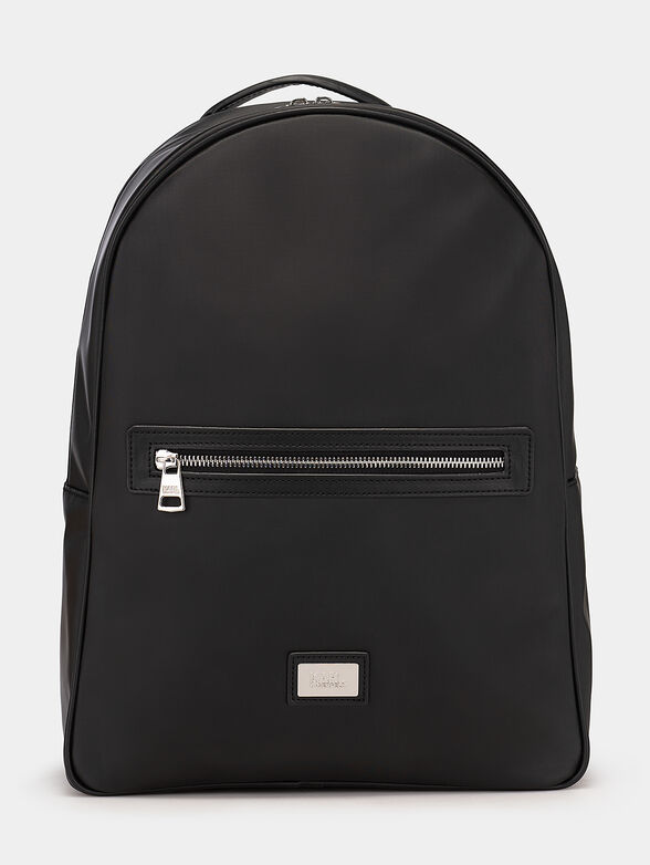 Black backpack with metal logo detail - 1