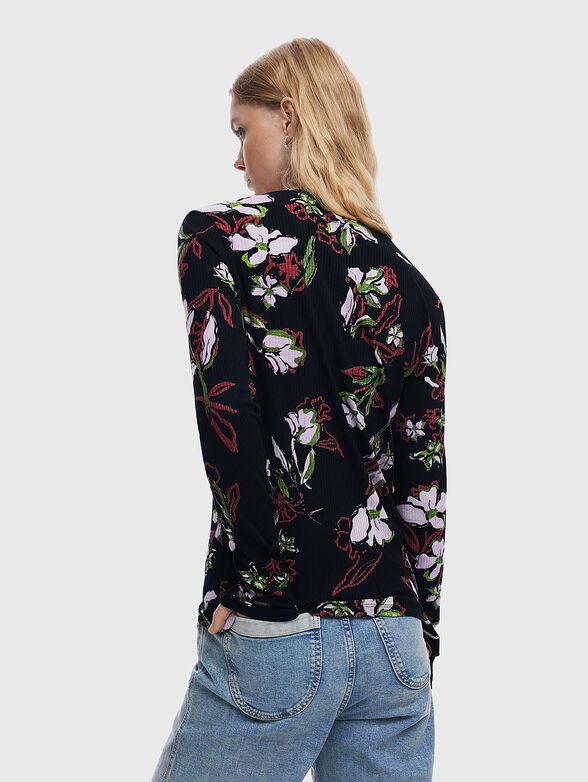 Black blouse with floral print - 2