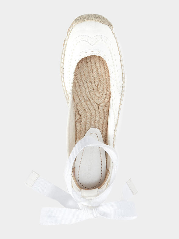 White leather espadrilles with ankle ties - 4