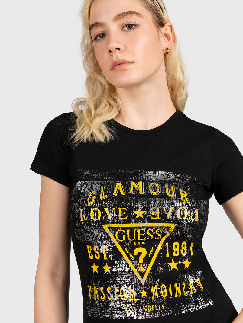 VARENNA black cotton T-shirt with logo print - 3