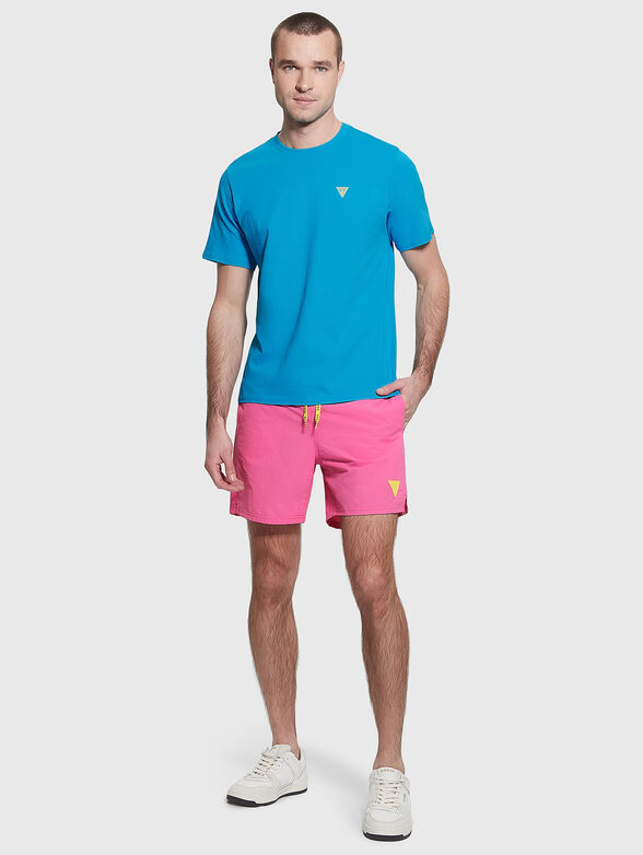 Blue cotton Т-shirt with logo accent - 2