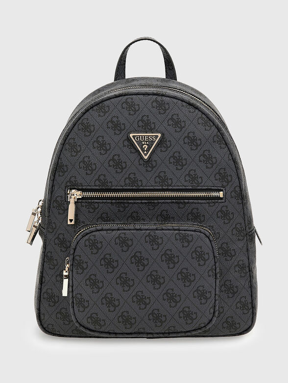 Grey backpack with monogram logo print - 1