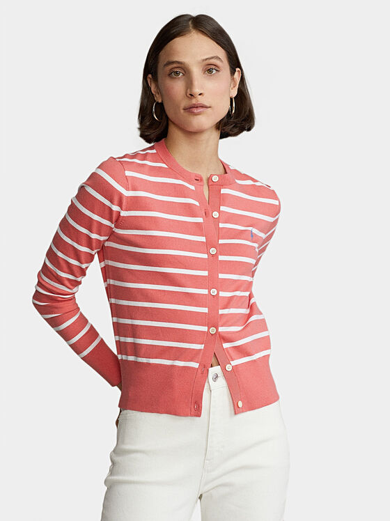 Striped cardigan with logo embroidery - 1
