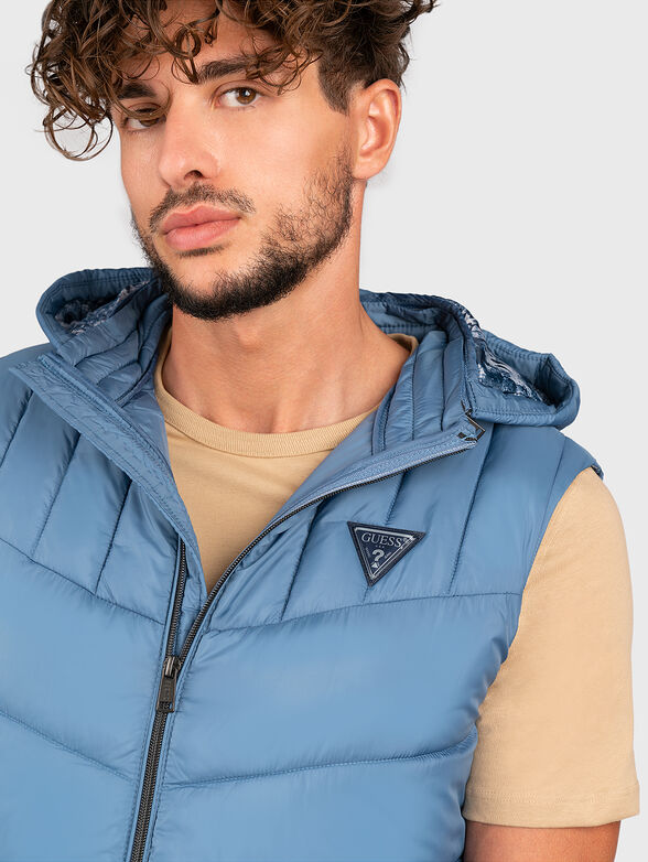 Padded vest with removable hood in black - 6