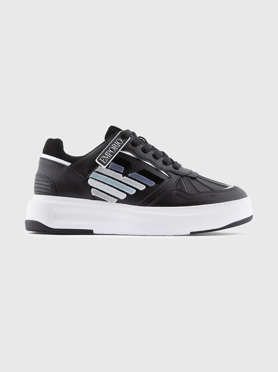 Logo leather sneakers - 1